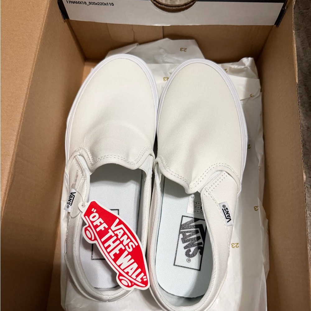 Vans White Slip-On Sneakers